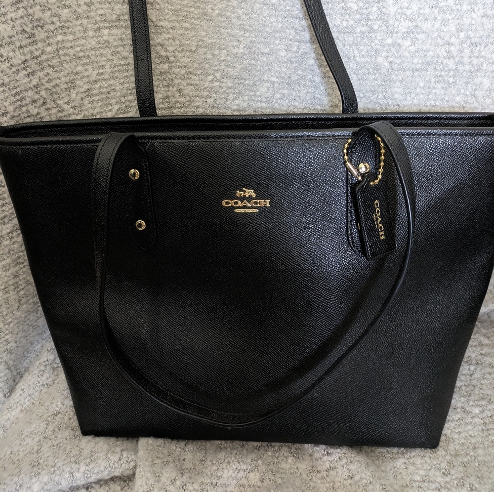 Coach Black Leather Tote Bag